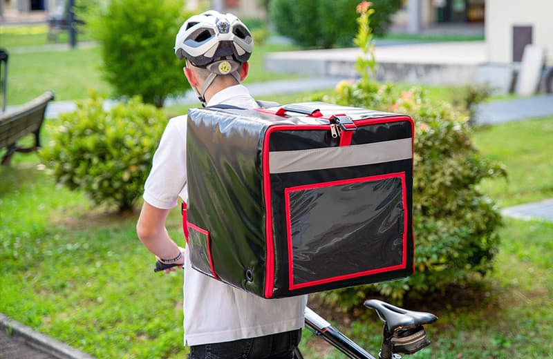 Backpack for the delivery bicycle or POLIBOXBAG® scooter